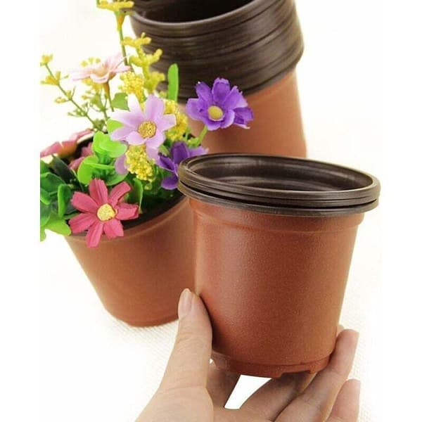 Sæt med 100 plastikpotter til frøplanter og planter, 10 cm