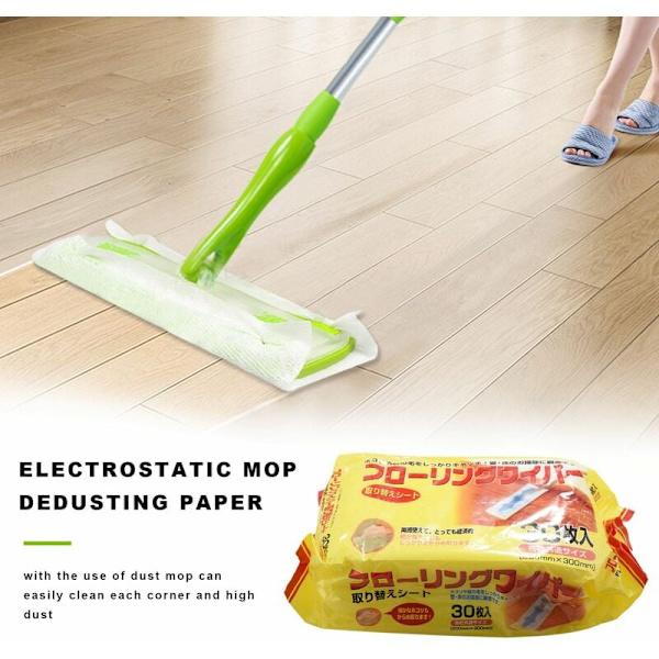 Engangs Mikrofiber Elektrostatiske Gulvklud til Flad Svingbar Mop Multi-Fit Rengøringsservietter Anti-Støv Mop Papir 3 Pakker
