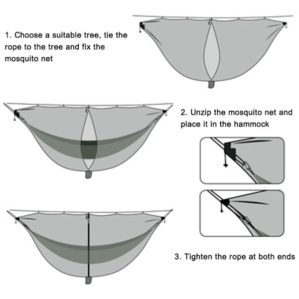 Hängmatta Myggnät med Vattentät Väska och Gummiband Passar Alla Enkelsängar/Dubbelsängar Campinghängmattor Kompakt Lättviktig Snabb och Enkel Installation
