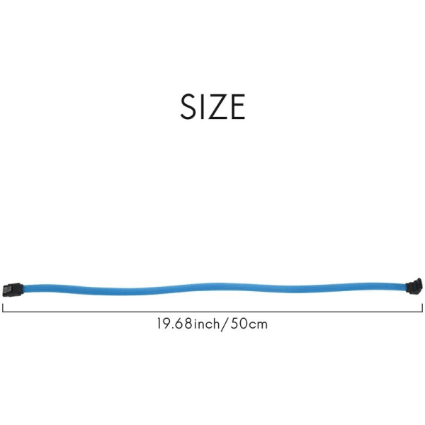 50cm Sata 3.0 III Sata3 7Pin datakabel 6Gb/S SSD-kabler Harddisk-datakabel med nylonjakke med harddisk og nylonjakket versjon (blå)