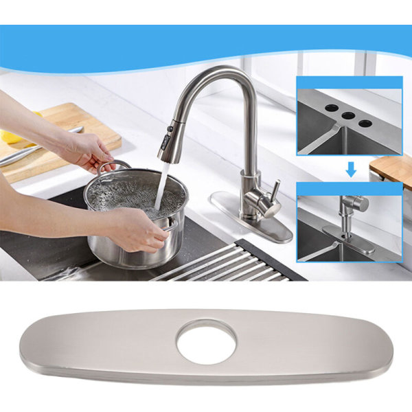 Brushed 304 Stainless Steel Sink Faucet Hole Cover Fish Floor Plate Bottom Plate Kitchen Faucet Decorative Panel