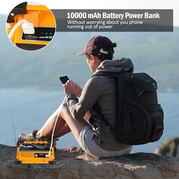 Oppladbar LED-flomlys Byggeplasslampe 100W Bærbar LED-flomlys med Solar Pannea 4 Moduser Superlys Arbeidslys med 10000mAh Batt