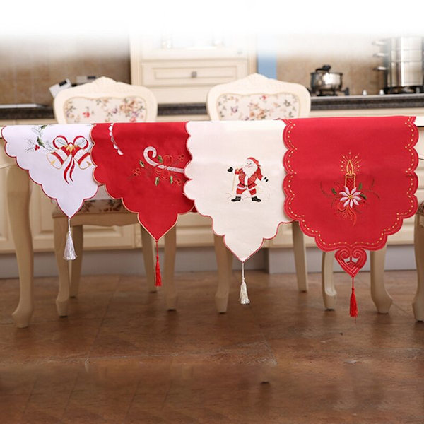 Juledekorationer Egnet til Dagligstue Julebord Julebord Flag, der er Broderet Borddug-D