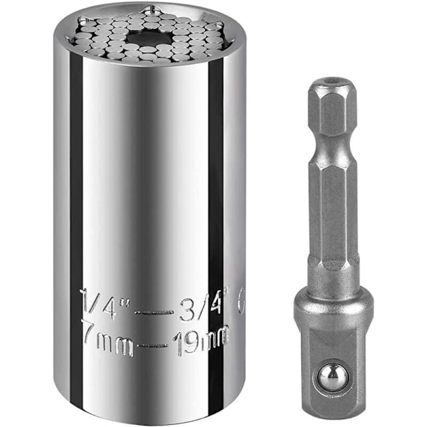 Elektrisk universalstikknøkkel, universalstikknøkkel, elektrisk drill, skrustikk, universalhode, multifunksjons magisk stikkontakt 7-19MM