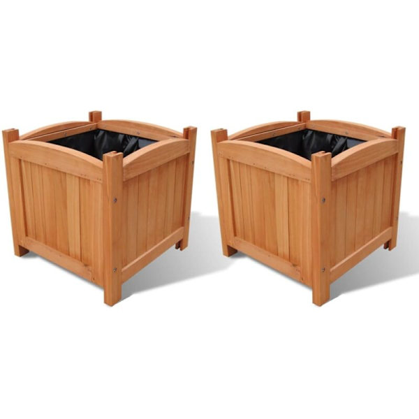 Set med 2 upphöjda bäddar i trä 30x30x30 cm