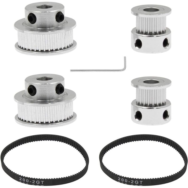 2 set GT2 kuggrem remskiva aluminium synkronhjul kit för 3D-skrivare CNC mekanisk drivning