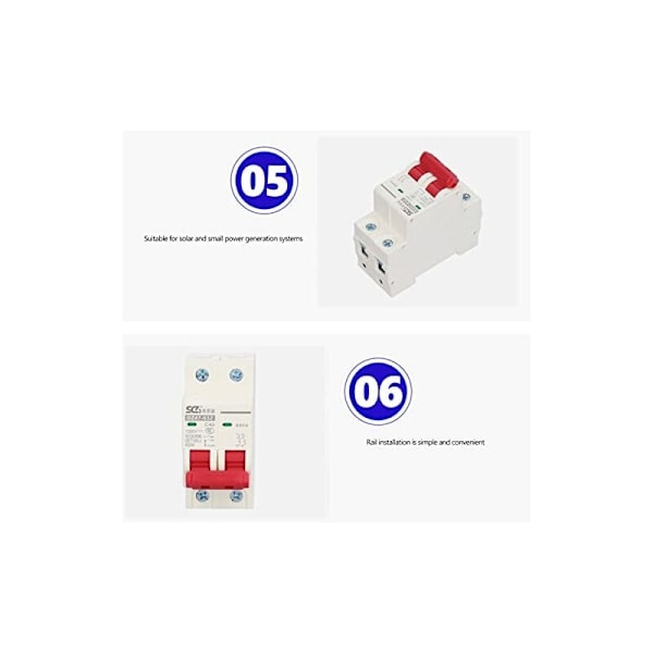 ,2P 1000V 40A Miniature DC-afbryder Solcelle-PV-system DC-afbryder Isolator DIN-skinnemonteret Afbryder DZ47-63Z C40 DC-afbryder