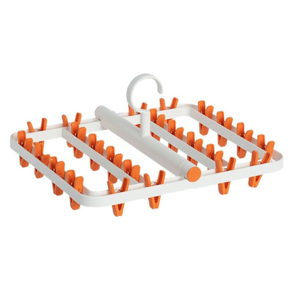 1 stk serie multifunksjonell plast flyttbar kleshenger vindtett sokker undertøy stativ sammenleggbart klesvask klesvask furu-oransje