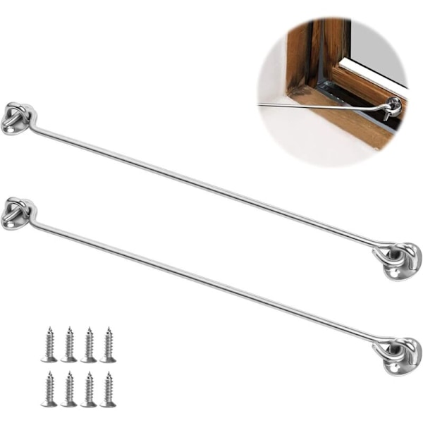 Hyttkrok, Dörrlås för Hytt, Skjulslås, Hyttkrok, Hyttkrokar, Stormkrokar, Hyttkrok i Rostfritt Stål (Silver)