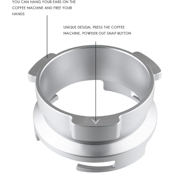 58MM Aluminiumlegering Roterende Spænde Pulver Ring til Kaffe Pulver Modtagende Ring Kaffe Pulver Modtagende Ring