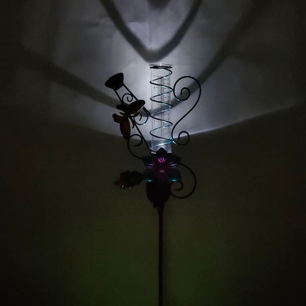 Udendørs sommerfugleregnmåler, lysstyringssensor solcellelampe LED-regnlysindretning til haver, haver, plæner