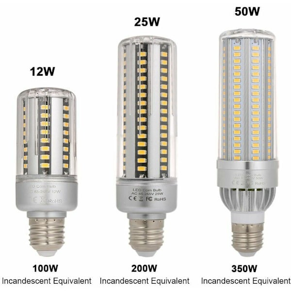 Mais LED-pære Super Lys LED-pærer Varmt Hvit Sockel E27 350W Glødelampe Ekvivalent Ikke-dimbar, 50W