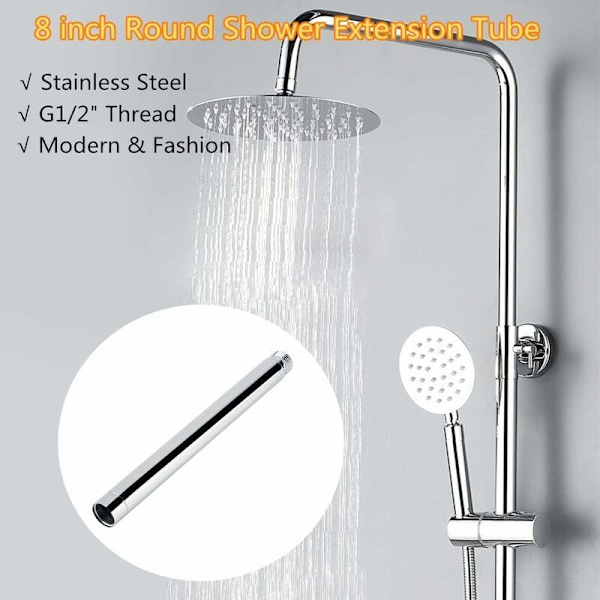 G1/2 tommer (15 cm) dusjforlengelsesarm i rustfritt stål - For dusjhode - Med krombelegg -