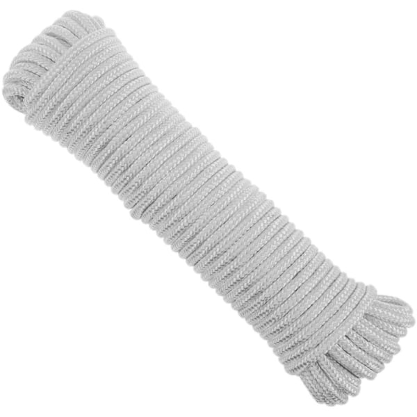 Vit polyesterflätad rep 20 m x 6 mm