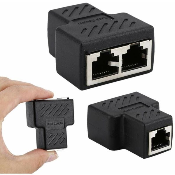 2 stk Rj45 LAN-kabelbryter Splitter Adapter For utvidelsesnettverk Y Splitter Socket Ethernet T-kontakt Dual Port Hun 1 Til 2 Skjermet Modular Co
