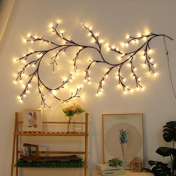 Rattanlampor Julbelysning Inomhus Vägglampor Konstgjord Växtgrenbelysning Väggdekorbelysning (Varmvit) - RWLighted Tree