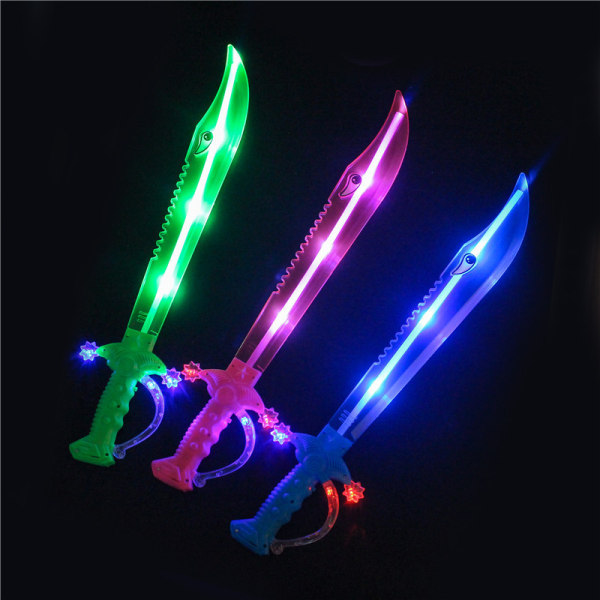 Kids Light Up Shark Sword - Halloween kostyme leketøysverd med blinkende LED-lys - Flott bursdagsgave for 3, 4, 5, 6, 7, 8 år gamle gutter og jenter