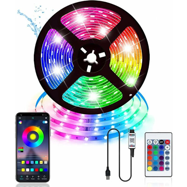 5m USB LED-remsa för sovrumsdekoration 5050 RGB Bluetooth-lampa med appkontroll Självhäftande tejp för sovrum, hem, kök