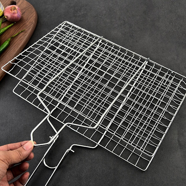 BBQ Mesh Grill Net af Rustfrit Stål Grill Net Liners Stativ Grill Grill til Camping BBQ Udendørs Picnic Køkken - Stor-DENUOTOP