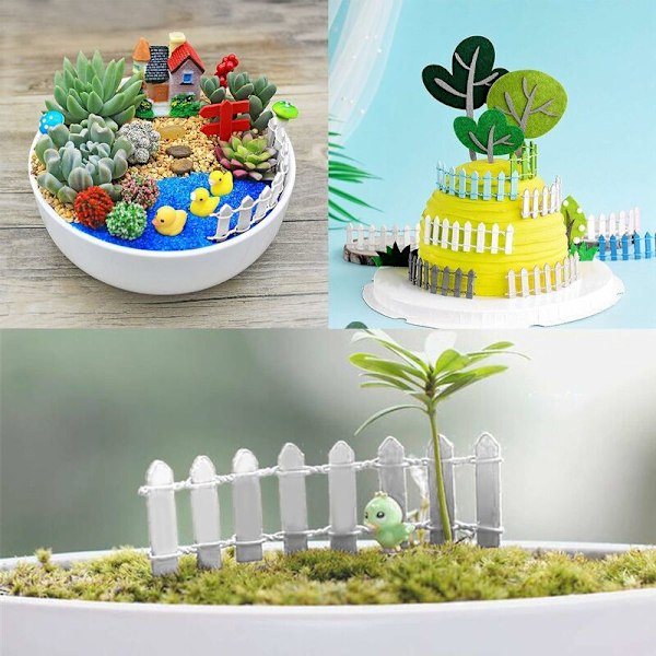 DENUOTOP Miniatyr Träfence Palisad Dekorativ Fenceskärm för Trädgård Miniatyr Sagoträdgård Plug Fence Utskärning Ornament Mini Träfence för