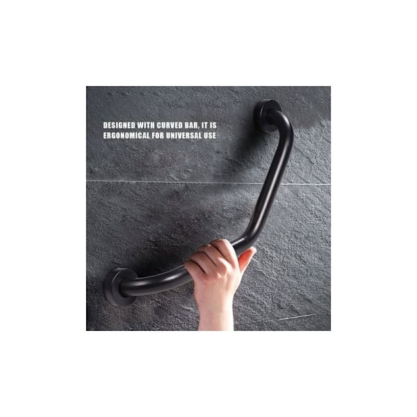 Badeværelsesgreb i rustfrit stål, Brusergreb, Toiletsikkerhedsgreb til Ældre, Handicappede, Børn, Gravide, Sort, 46,5 cm