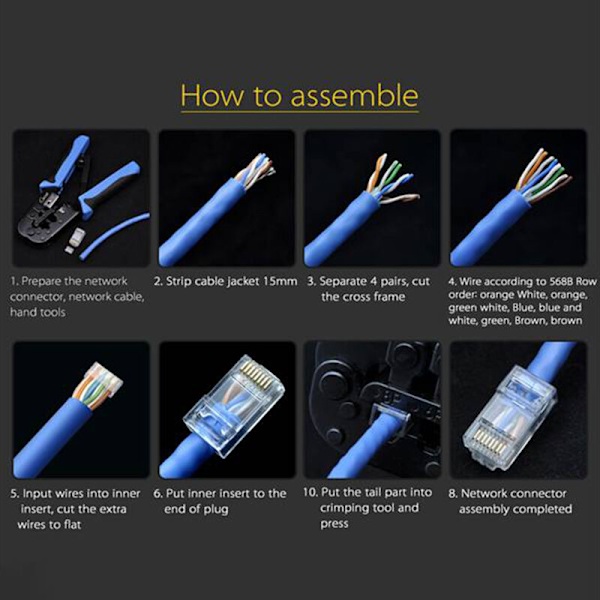 50 st Cat6 RJ45 UTP-kontakt Ethernet-kabelkontakt 8P8C Nätverks-CAT 6 Modulära kontakter med 6,5 mm RJ45-lock