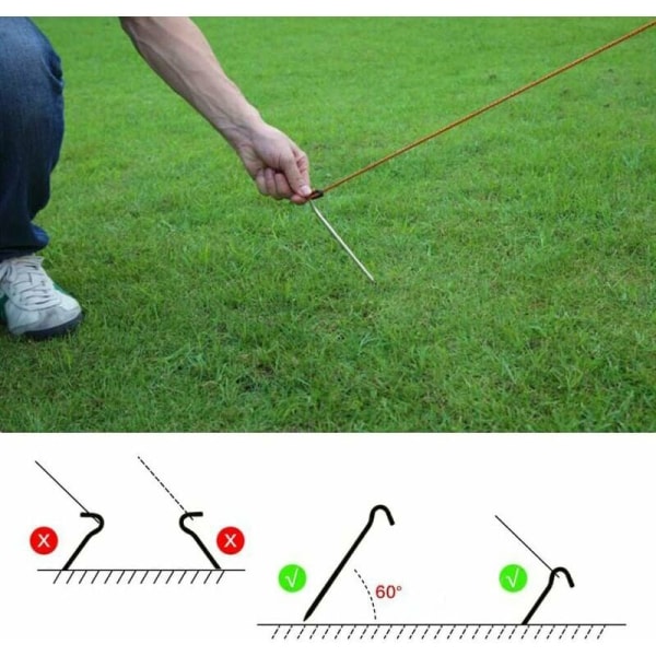 20 stk. teltpløkker, jordpløkker, campingspiker i aluminium, 18 cm, til udendørs campingtelte