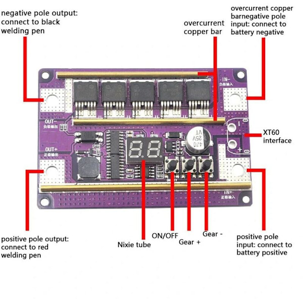 Punktsvets DIY-kit 99 växlar Justerbar punktsvetsstyrkort för svetsning 18650 batteri 0,05-0,3 mm