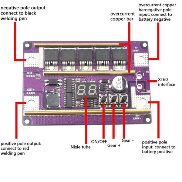 Sveiseapparat DIY-sett 99 gir justerbar sveisekontrollkort for sveising 18650 batteri 0,05-0,3 mm