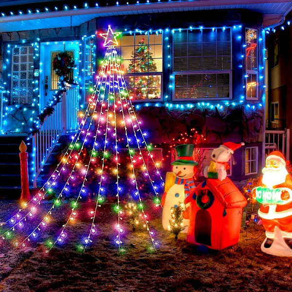 Julelysstjernelys Girlander 315 LED-er Belyste Juletre 8 Moduser IP44 for Utendørs Innendørs Bryllupsfest Juletre--