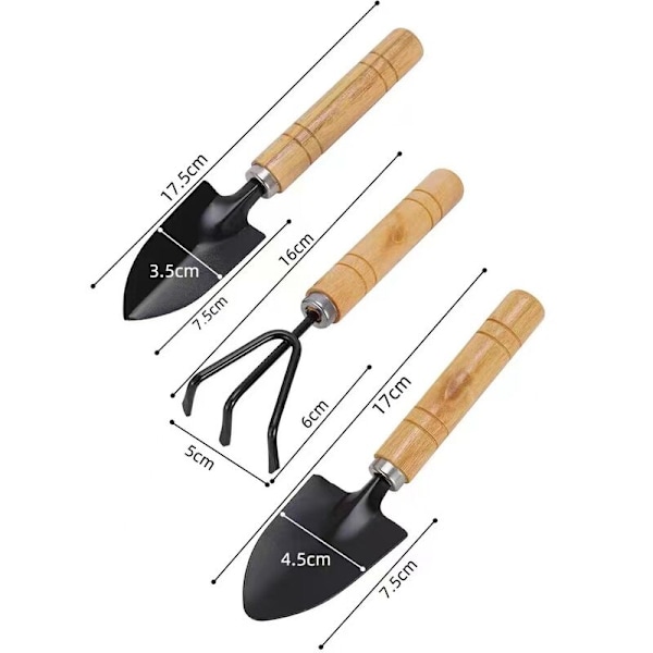 Trädgårdsredskap 3-pack Mini blomspad liten kratta planteringsverktygssats Hemskrapa spade