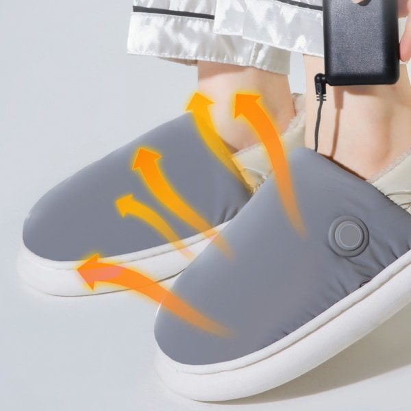 Fotvärmare USB uppvärmning bomullsskor Bärbara varmare skor (grå)