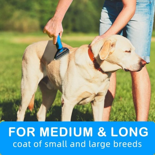 Kampanj Premium Borste för Hundar och Katter, Undercoat Borste Deshedding för Medelstora till Långhåriga Hundar och Katter, Tar Bort Lätt Död Underull--