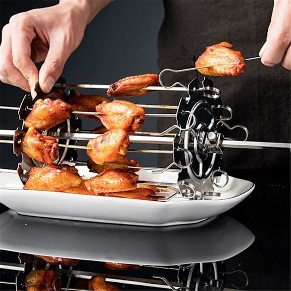 Grillspyd i metal til grill, grillspyd i rustfrit stål til rotisseri, grillspyd til ovn, grillspyd til varmluftsfriture