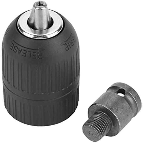 Borepatron - 2-13 mm 1/2 tommer-20UNF nøglefri borepatron med 1/2 tommer patronadapter til slagmøtrik konvertering