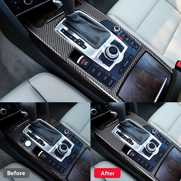 Kolfiber Växelspaks Panel Dekaler för Audi-A6 2005 2006 2007 2008 2009 2010 2011,A