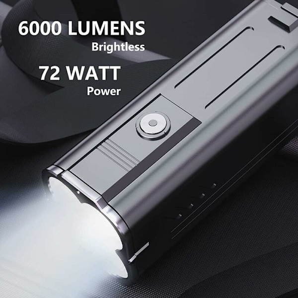 M20 Ultra Tehokas Led-Taskulamppu 6000 Lumenia, Ip44 Vedenkestävä Latautuva Taktiikka-Taskulamppu, 6 Tilaa (10400 Mah Sisäänrakennettu Akku)