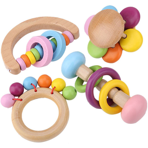 4-pack Papegojaleksaker Tuggleksaker Hängande Träleksak Papegojaleksak Set