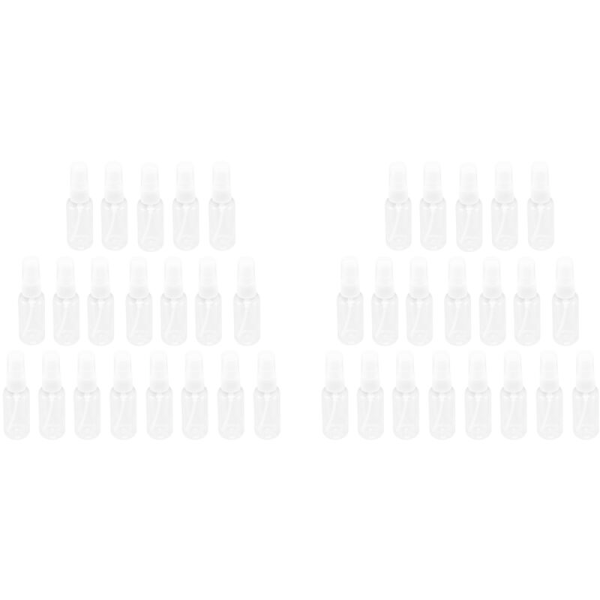 40 st 30 ml (1 oz) klara plastsprayflaskor, bärbara påfyllningsbara för resor, rengöring, eteriska oljor