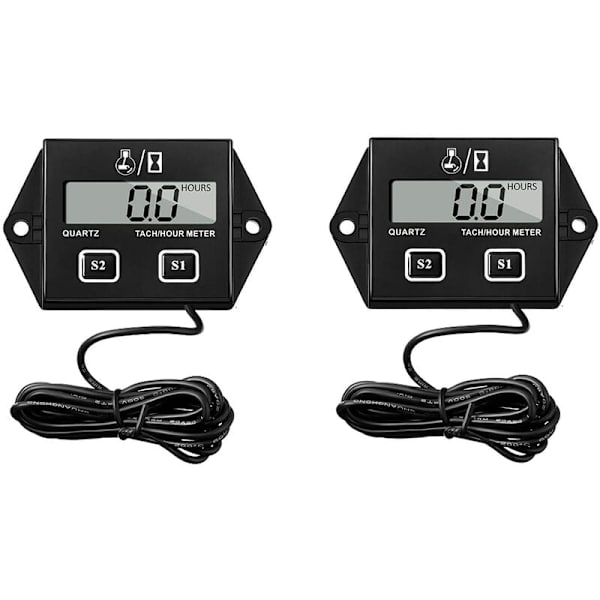 2PC Bensinmotor Tachometer Timer Utskiftbart Batteri Vanntett Induksjon Digital Display 2 4 Slag Totalisator Timer
