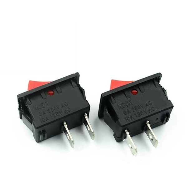 10 st On-Off KCD11 2-polig 2P Svart Röd Båt Bil Vippströmbrytare 3A 250V 6A 125V AC Knapp KCD1-11 10X15 10X15 KCD117