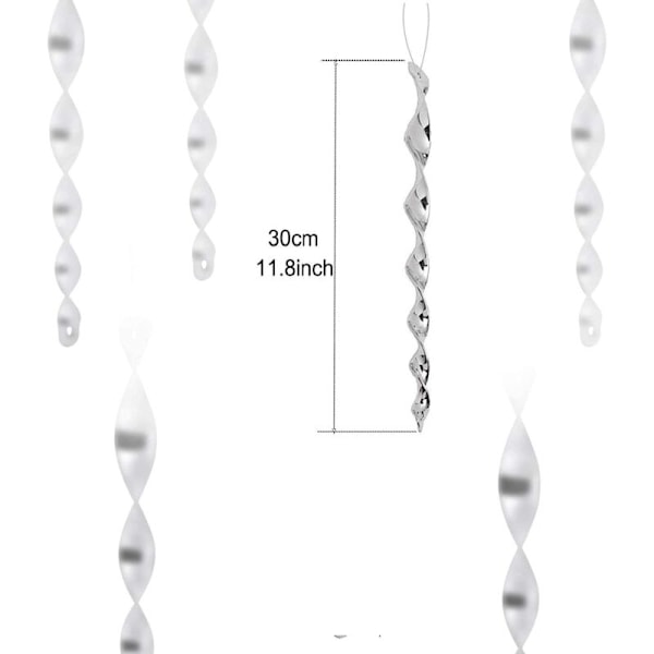 12 stycken reflekterande fågelskrämma, hängande fågelavvisande reflektor, reflekterande spiral för att hålla fåglar borta från ditt hem, avvisande dekoration för trädgård