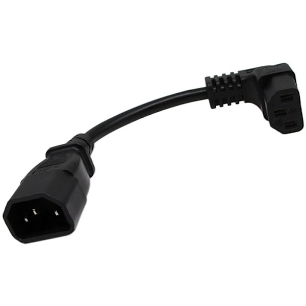 2 st 18 cm IEC 320 90 graders C13 3-polig hona till C14 hane PDU strömkabel förlängningskabel