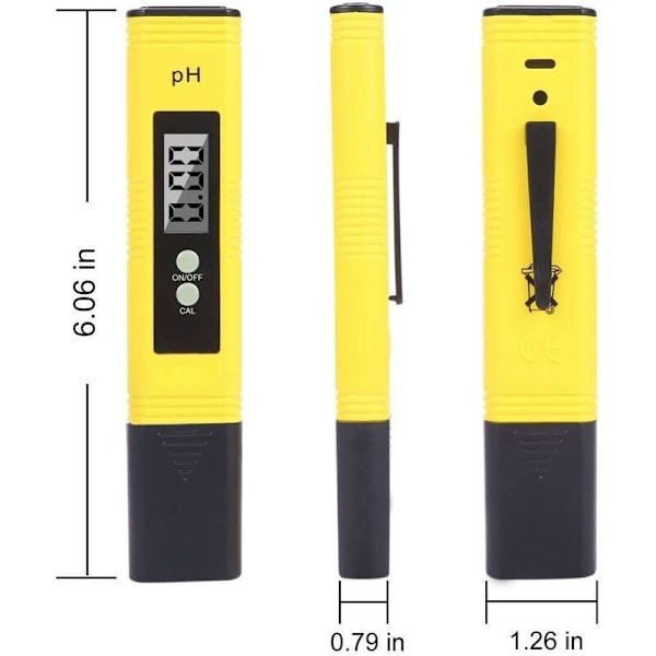 Professionell pH-mätare, automatisk kalibreringsfunktion och 0,00-14,00 mätintervall för vatten, bärbar akvarium, hydroponik, pool, mätintervall