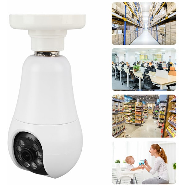 1080P Glödlampa Säkerhetskamera med E27-sockel, 5GHz Färgrik Infraröd Trådlös WiFi-kamera för Hemövervakning 110-240V