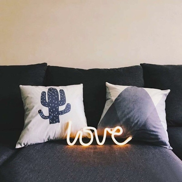 Neon Love -kyltti LED-valoilla, koristeellinen taideteos - Seinä- ja pöytäkoriste häihin, lastenhuoneeseen, olohuoneeseen, kotiin, baariin, hotelliin