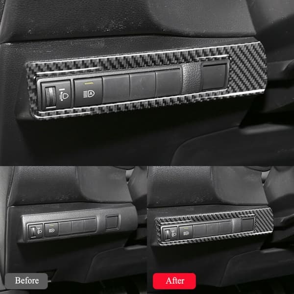 for 2019-2021 Real Fiber Headlight Switch Frame Cover Trim