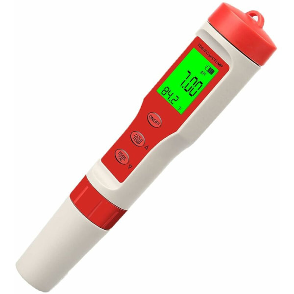 Digital pH-mätare, 0,01 upplösning 0-14pH 4 i 1 TDS EC temperaturmätare, vattenkvalitetstestare med bakgrundsbelyst LCD, automatisk kalibrering, test
