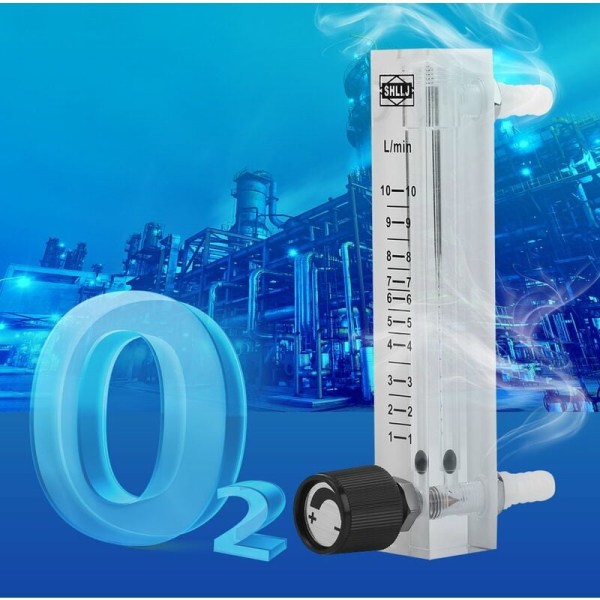 Gas Flow Meter, LZQ-7 Flow Meter 1-10LPM Flow Meter med Kontrolventil til Oxygen/Luft/Gas