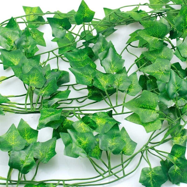 Kunstig Ivy 12 stk. Ivy Kunstig plante hængende guirlande blade til udendørs have væg fest bryllup dekoration -